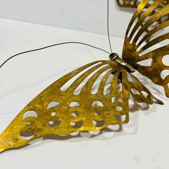 Vintage 1970’s Midcentury Modern Brass Set of 3 Large Butterflies Wall Decor
